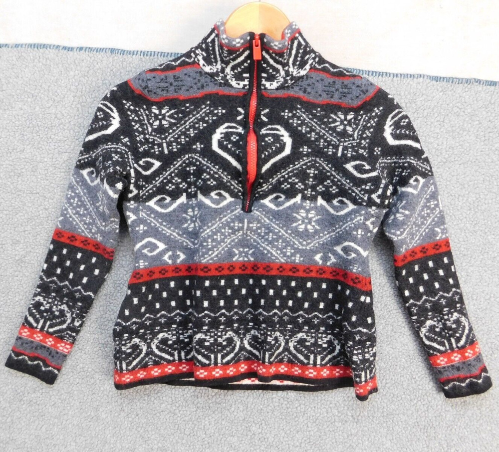 Icelandic Design Youth L Aztec Southwest Jacket Vintage Gray/Red Sweater